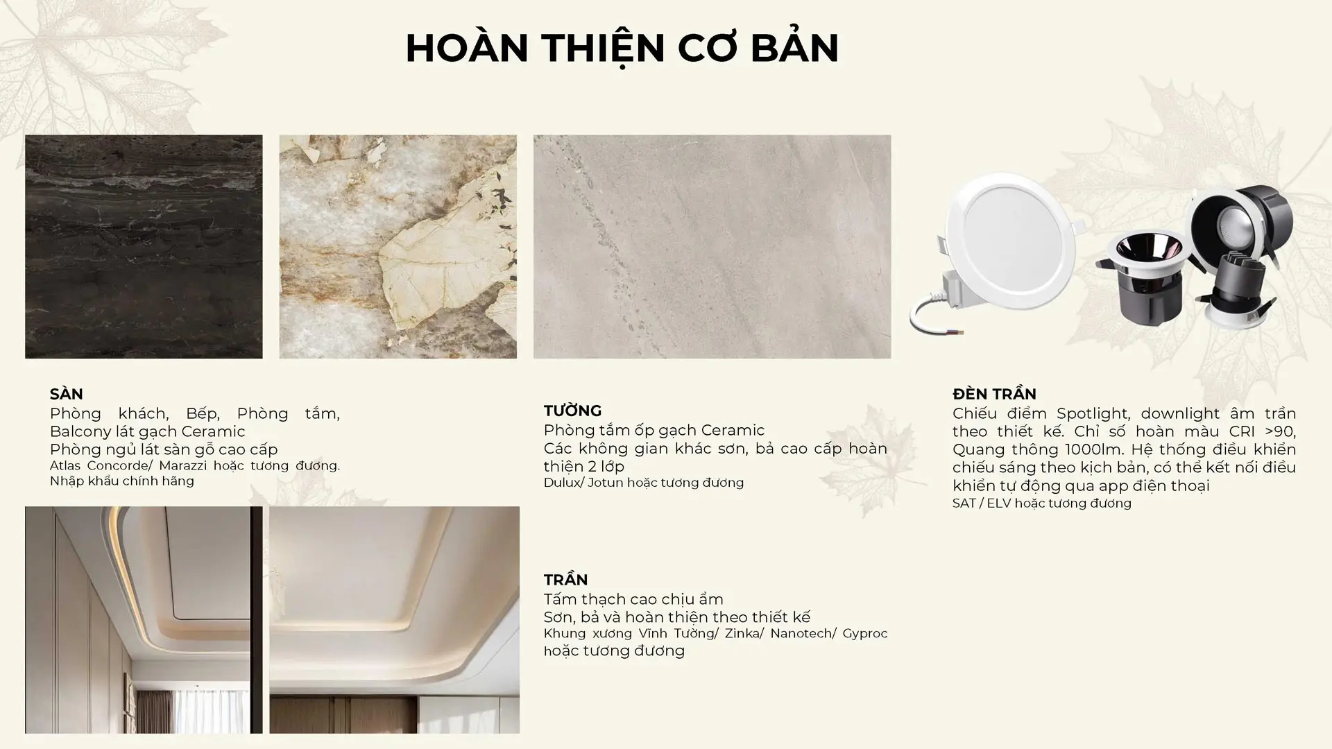 Tiêu Chuẩn Bàn Giao Noble Palace Tây Thăng Long 10 Gói hoàn thiện cơ bản shophouse Noble Palace Tây Thăng Long