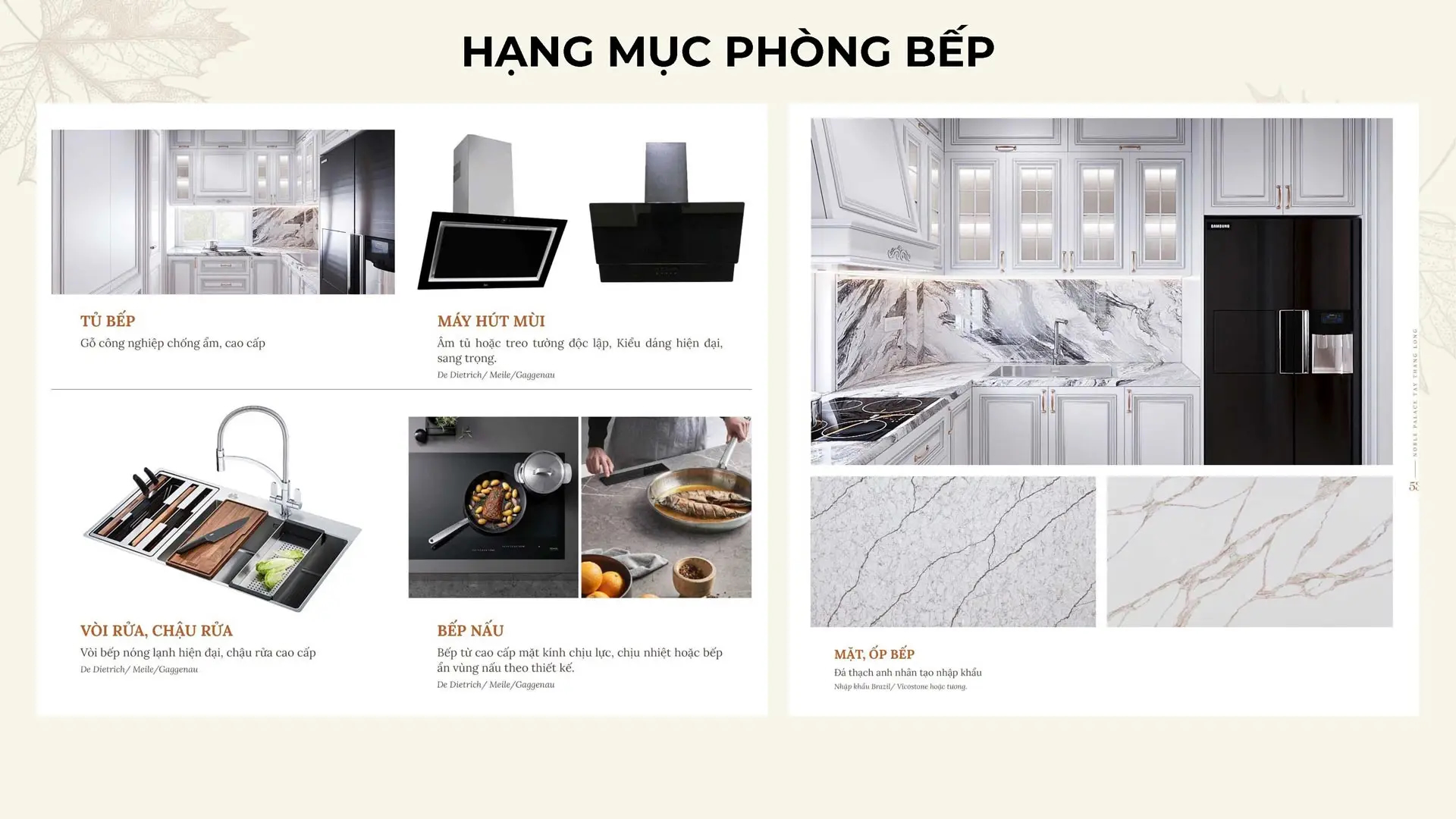 Tiêu Chuẩn Bàn Giao Noble Palace Tây Thăng Long 13 Hạng mục phòng bếp